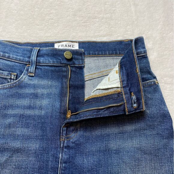 Frame Alden Frayed Hem Denim Mini Skirt Size 25 - Picture 7 of 11